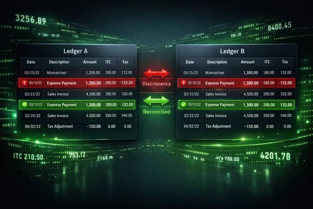 GSTR-1, GSTR-3B and ITC reconciliation process visualization GSTR-1, GSTR-3B and ITC reconciliation process visualization