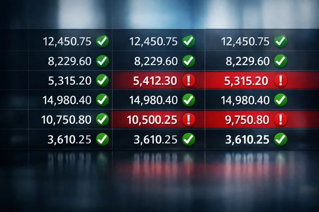 gstre3 Visual representation of accurate financial reconciliation and error detection