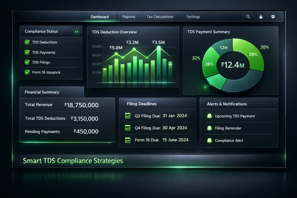 Best practices for TDS compliance in India 2026 with organized digital dashboard and compliance tracking system