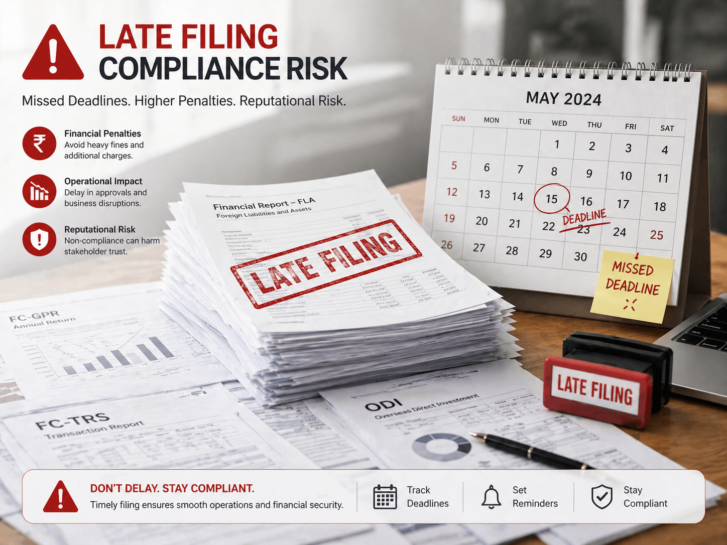 FEMA reporting delays and penalties due to late FC-GPR filing India