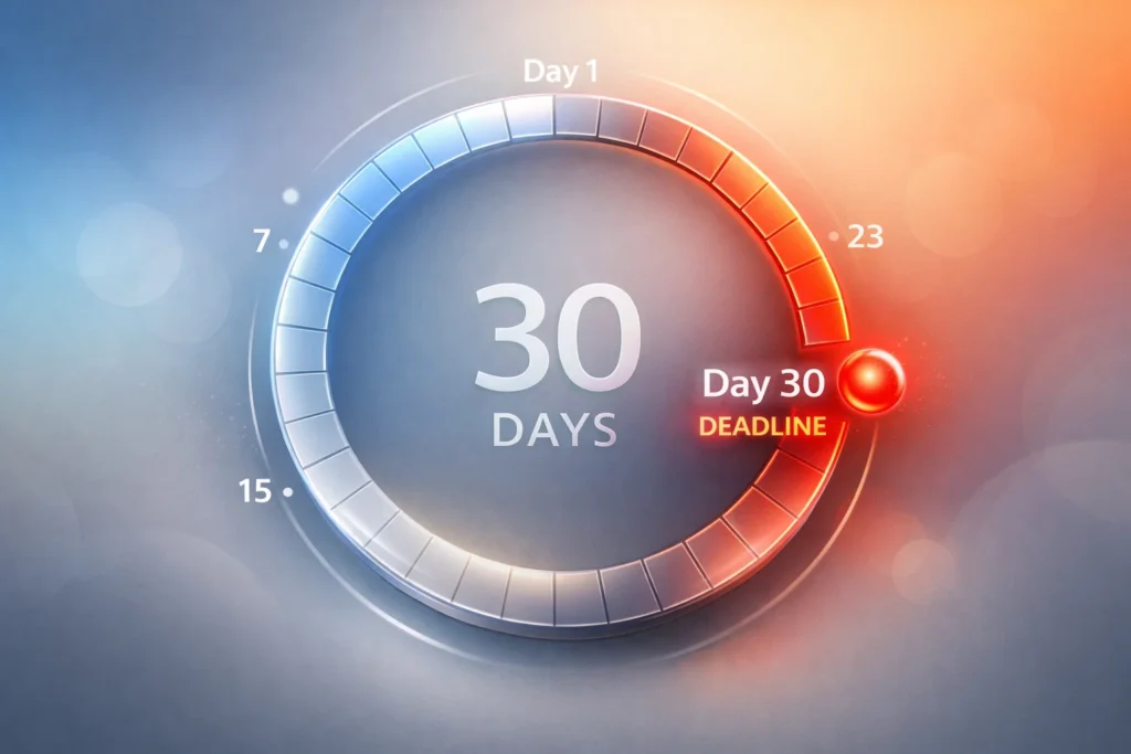 irn1 30-day IRN rule showing invoice time limit and GST e-invoice deadline compliance concept