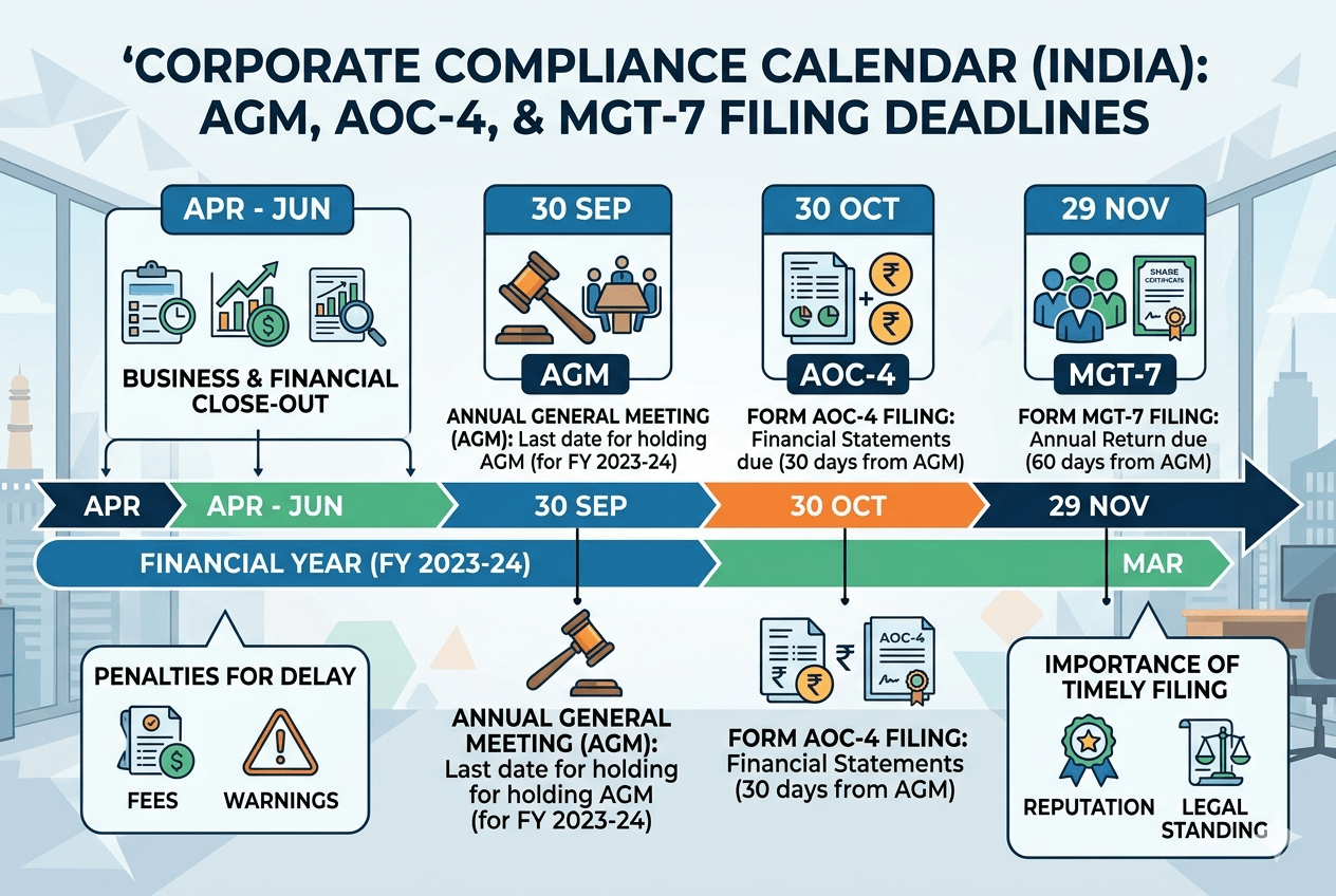 ROC compliance timeline 2026 AGM AOC-4 MGT-7 due dates