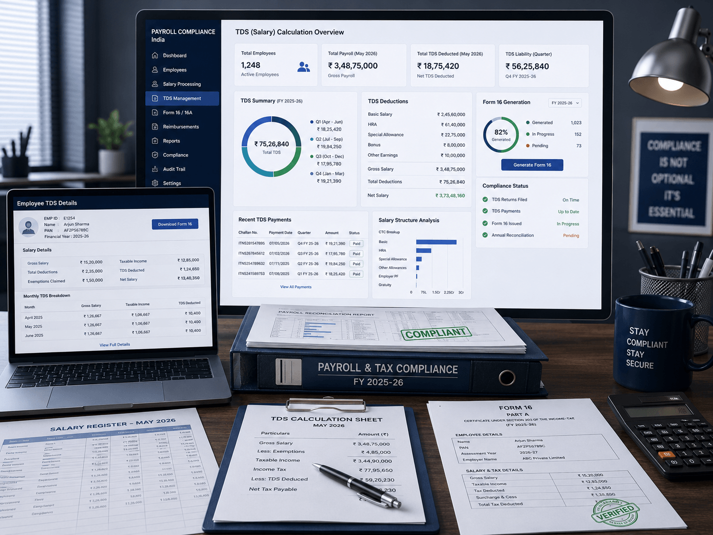 Salary compliance India and salary TDS rules India financial reporting interface