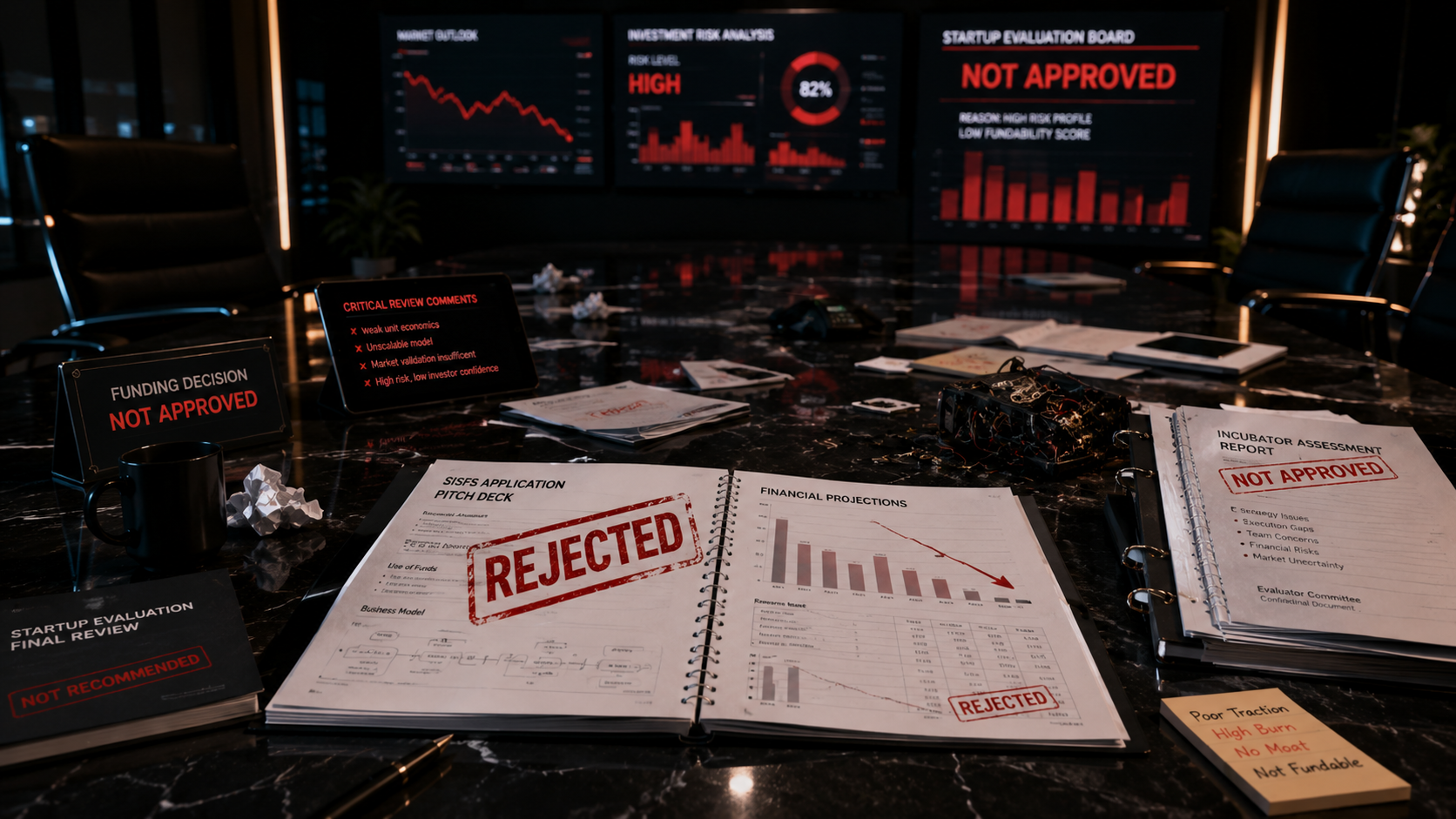 Startup India Seed Fund Scheme rejection reasons and failed incubator evaluation process
