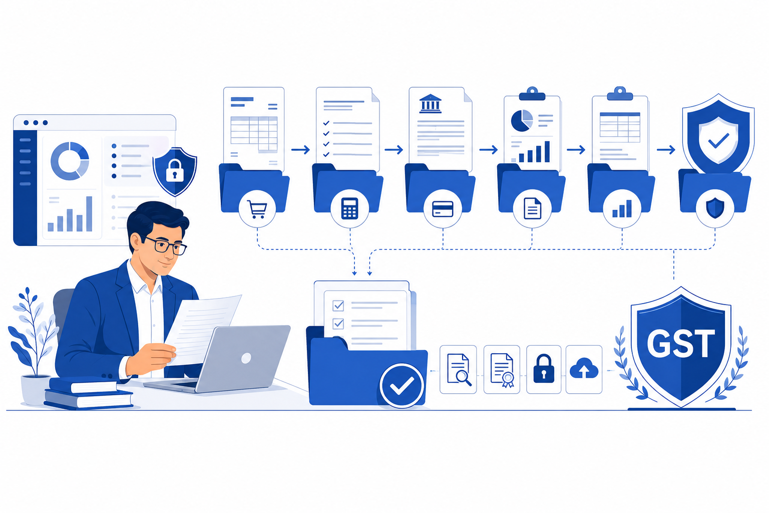 GST audit trail workflow showing GST documentation required to defend GST notices in 2026