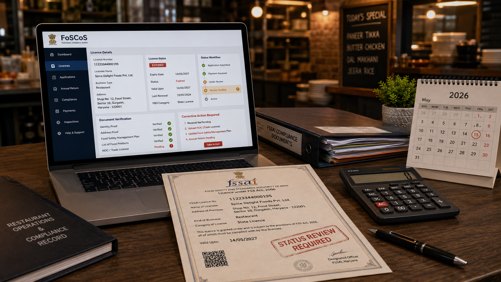 FSSAI licence expired status review and corrective compliance process for food business